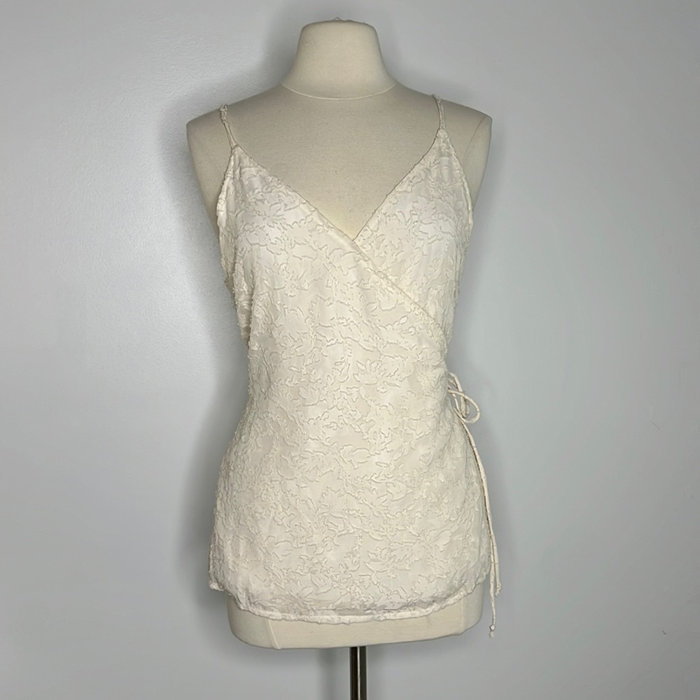 Allie Rose off white wrap cami top, size large